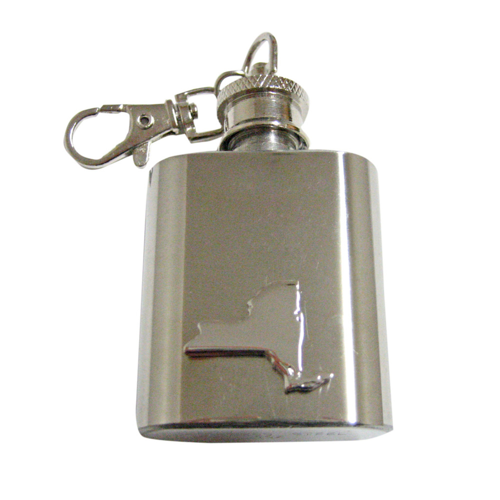 New York State Map Shape 1oz Keychain Flask - image 1